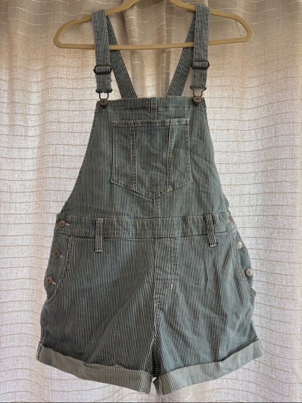 Old navy blue and white Short Overalls